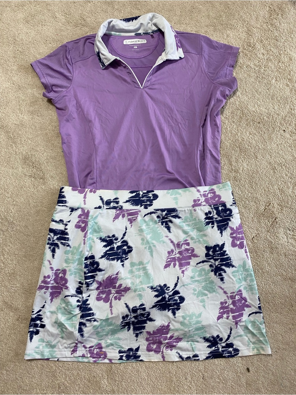 Floral Print Mini Skirt and Lavender Top